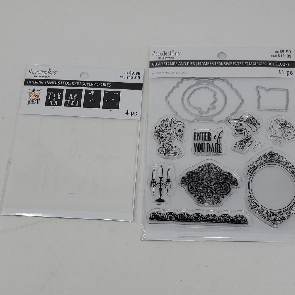 Recollections Stamps and Stencils Set with Black Designs